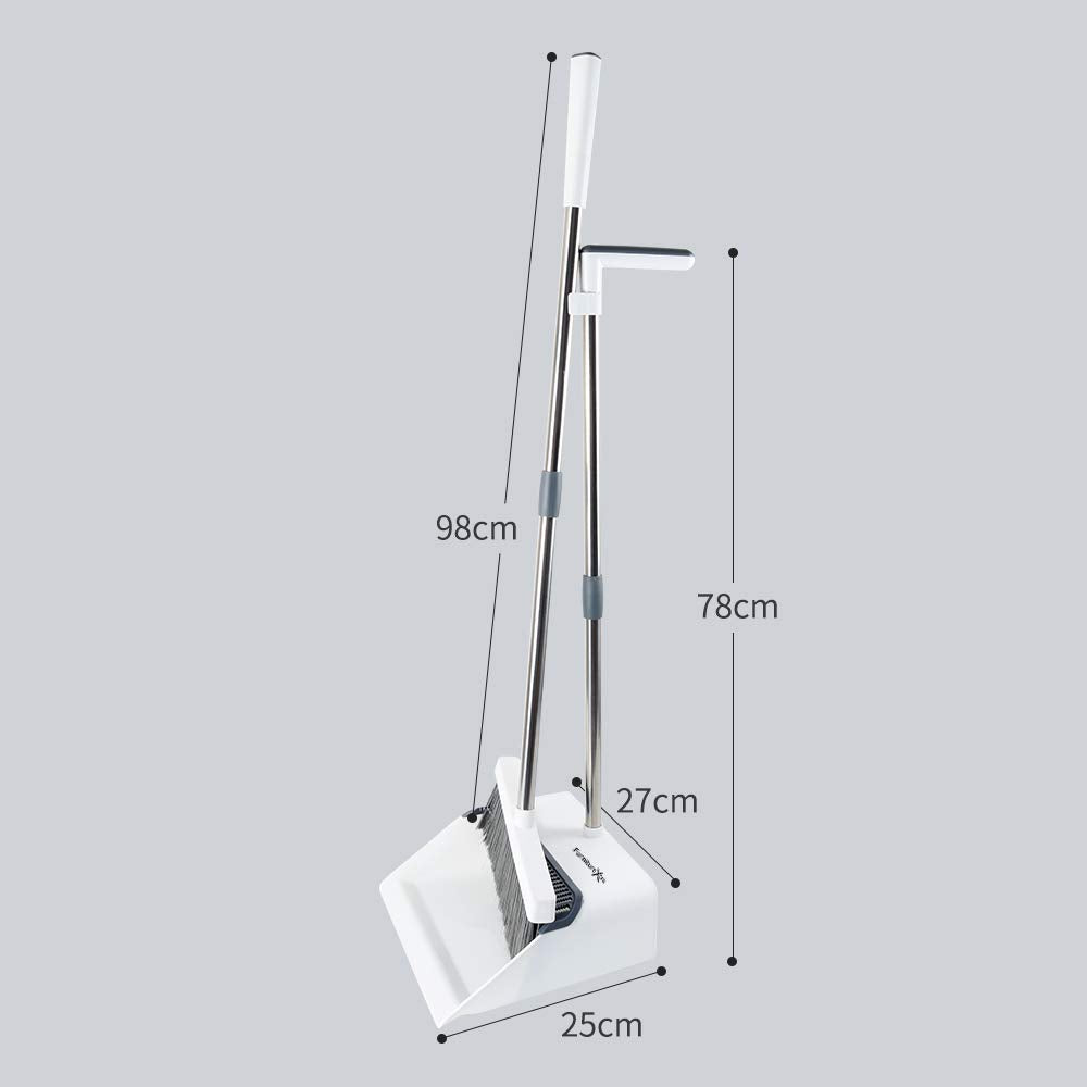 FurnitureXtra Long Handled Dustpan and Brush Combo Sets Upright Dustpan with Long Handled Broom for Indoor and Outdoor floor Sweeping