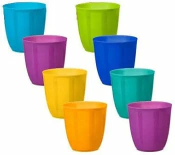 Fingey 24-Piece Plastic Plates & Tumblers Set – Microwave Safe, Assorted Colours | Pack of 8 Plates & 8 Tumblers for Garden & Picnic