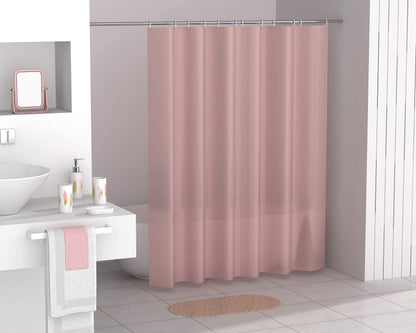 FurnitureXtra Modern Design 7 Piece Plastic Bathroom Accessory Set, Soap Dish, Tooth Brush Holder, Soap Dispenser, Tumbler, Shower Curtain, Curtain Rings and Bathmat