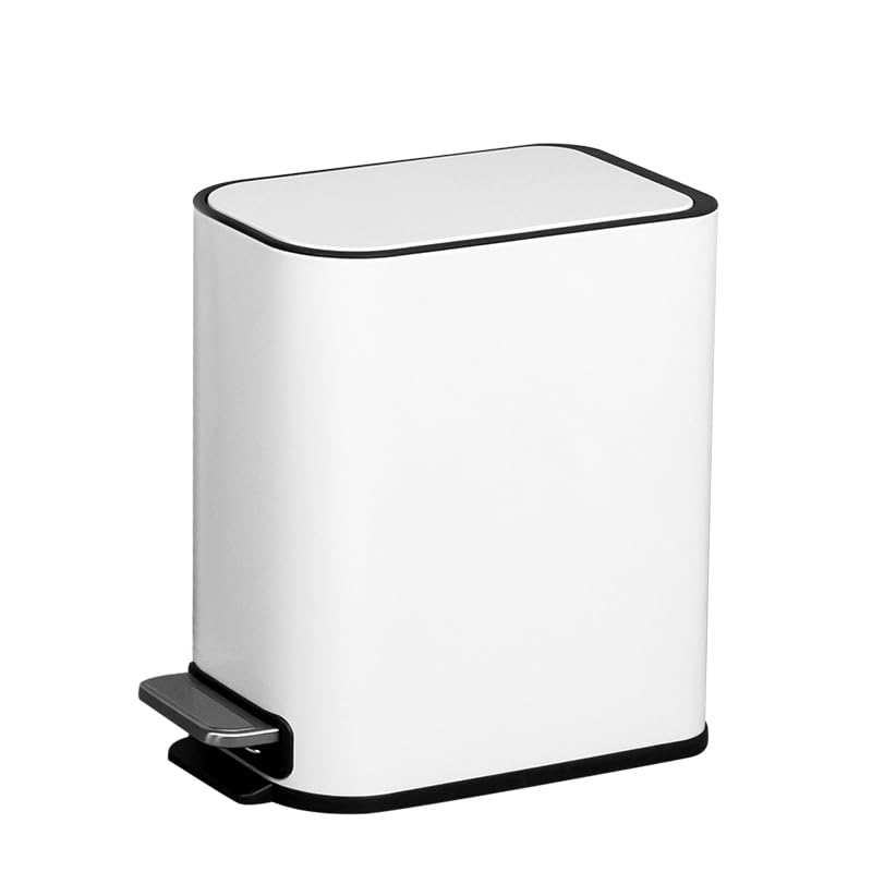 FurnitureXtra™ Modern Style Powder Coated Soft Close Pedal Bin, Plastic Inner bucket, ABS lid