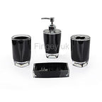Fingey 4-Piece Modern Bathroom Accessory Set – Soap Dish, Toothbrush Holder, Soap Dispenser & Rinse Cup (White)