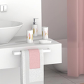 Modern Design 7 Piece Plastic Bathroom Accessory Set, Soap Dish, Tooth Brush Holder, Soap Dispenser, Tumbler, Shower Curtain, Curtain Rings and Bathmat (Pink)