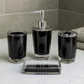 Modern Design 4 Piece Bathroom Accessory Set, Soap Dish, Tooth Brush Holder, Soap Dispenser, Rinse Cup (Black)