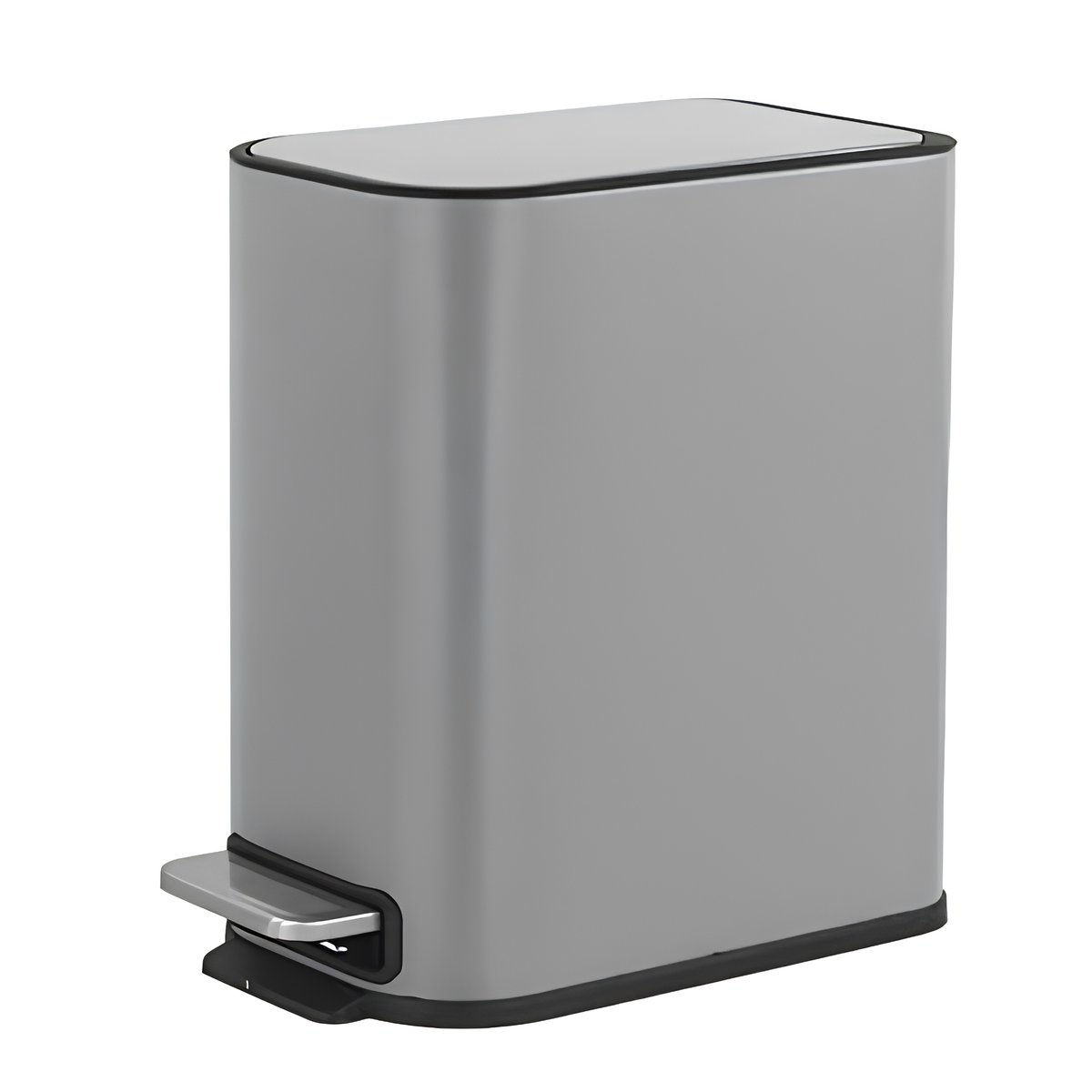 Slim Design Powder Coated Soft Close Pedal Bin, Plastic Inner bucket, ABS lid (Grey, 5L)