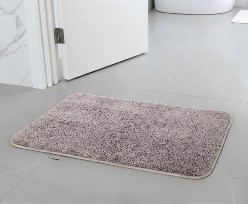 Microfiber Anti slip Rubber Backed Bath Mat - 45 x 75 cm (Mushroom Grey)