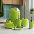 Bathlux Modern Design 6 Piece Bathroom Accessory Set, Toilet Brush, Waste Bin, Soap Dish, Tooth Brush Holder Soap Dispenser, Rinse Cup (Green)