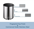 Space-Saving Pedal Bin with Inner Bucket & Carry Handle – 3L 5L 6L Kitchen/Bathroom