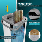 FurnitureXtra Twin-Chamber Mop & Bucket Set – Microfibre Flat Mop with Stainless Steel Handle for Wet & Dry Cleaning (All Floors)