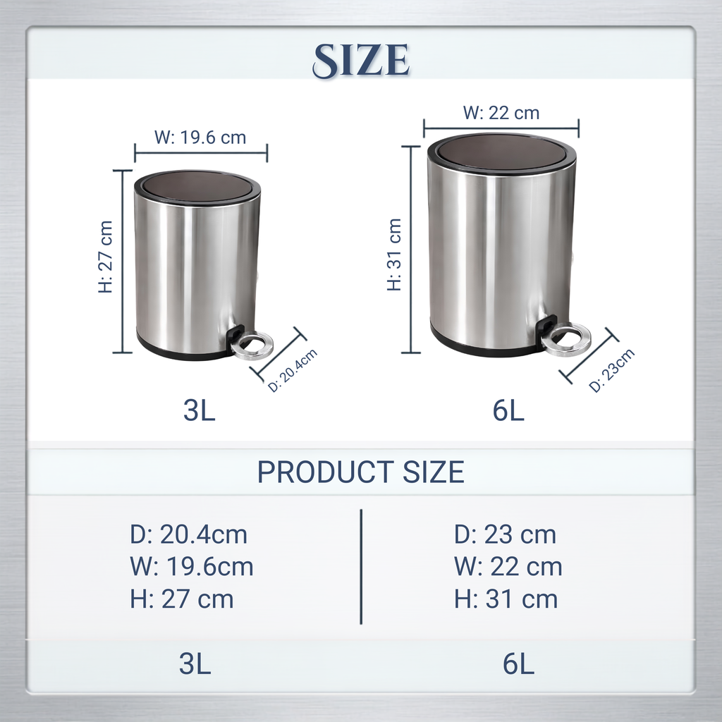Modern Style Powder Coated Soft Close Pedal Bin, Plastic Inner bucket, ABS lid
