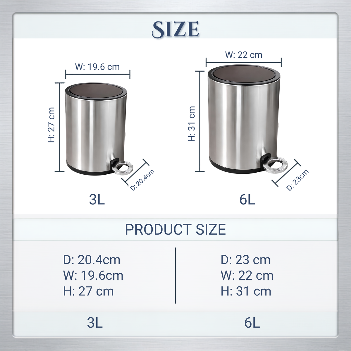 Modern Style Powder Coated Soft Close Pedal Bin, Plastic Inner bucket, ABS lid