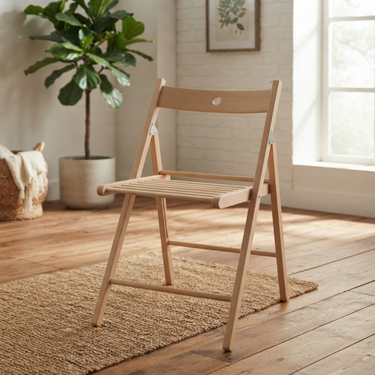 Solid Wood Folding Chairs, Indoor Outdoor Banquet Folding Chair Seating (Beech)