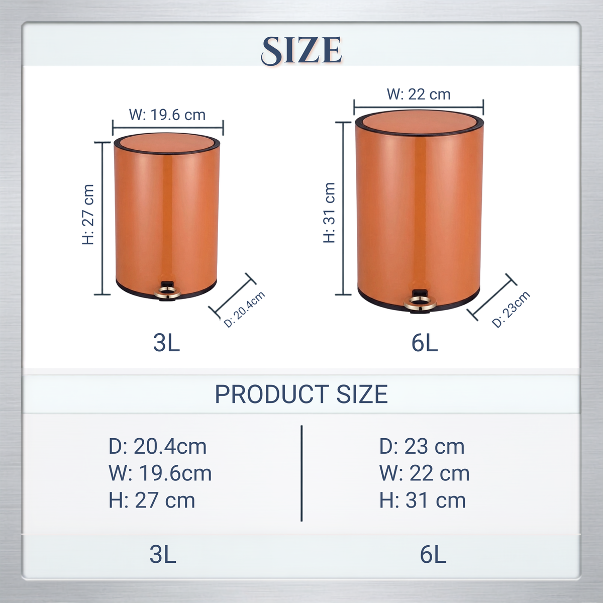 Modern Style Powder Coated Soft Close Pedal Bin, Plastic Inner bucket, ABS lid