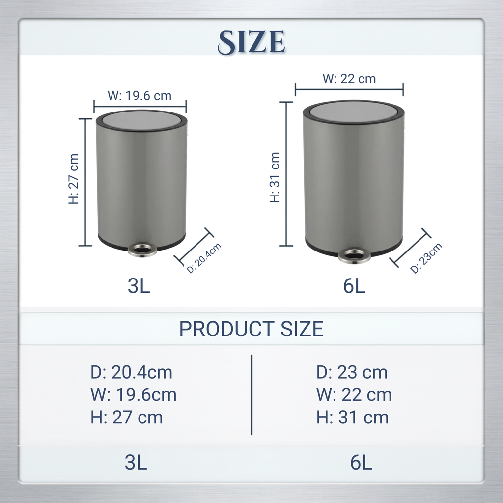 Modern Style Powder Coated Soft Close Pedal Bin, Plastic Inner bucket, ABS lid