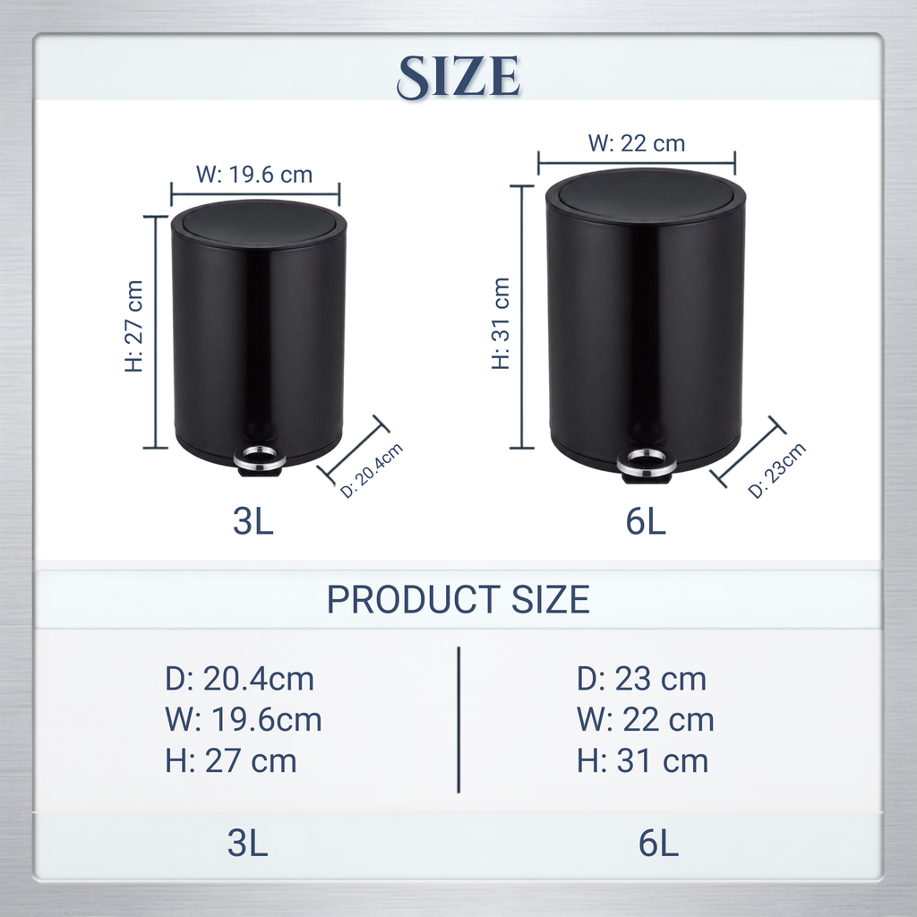 Modern Style Powder Coated Soft Close Pedal Bin, Plastic Inner bucket, ABS lid Shinny Finish