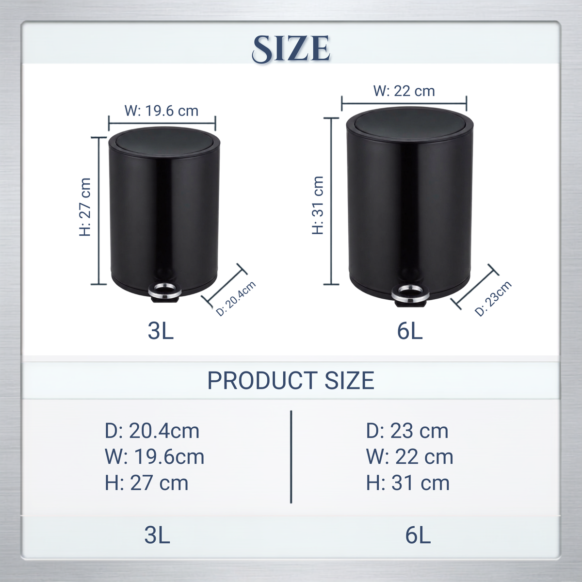 Modern Style Powder Coated Soft Close Pedal Bin, Plastic Inner bucket, ABS lid Shinny Finish