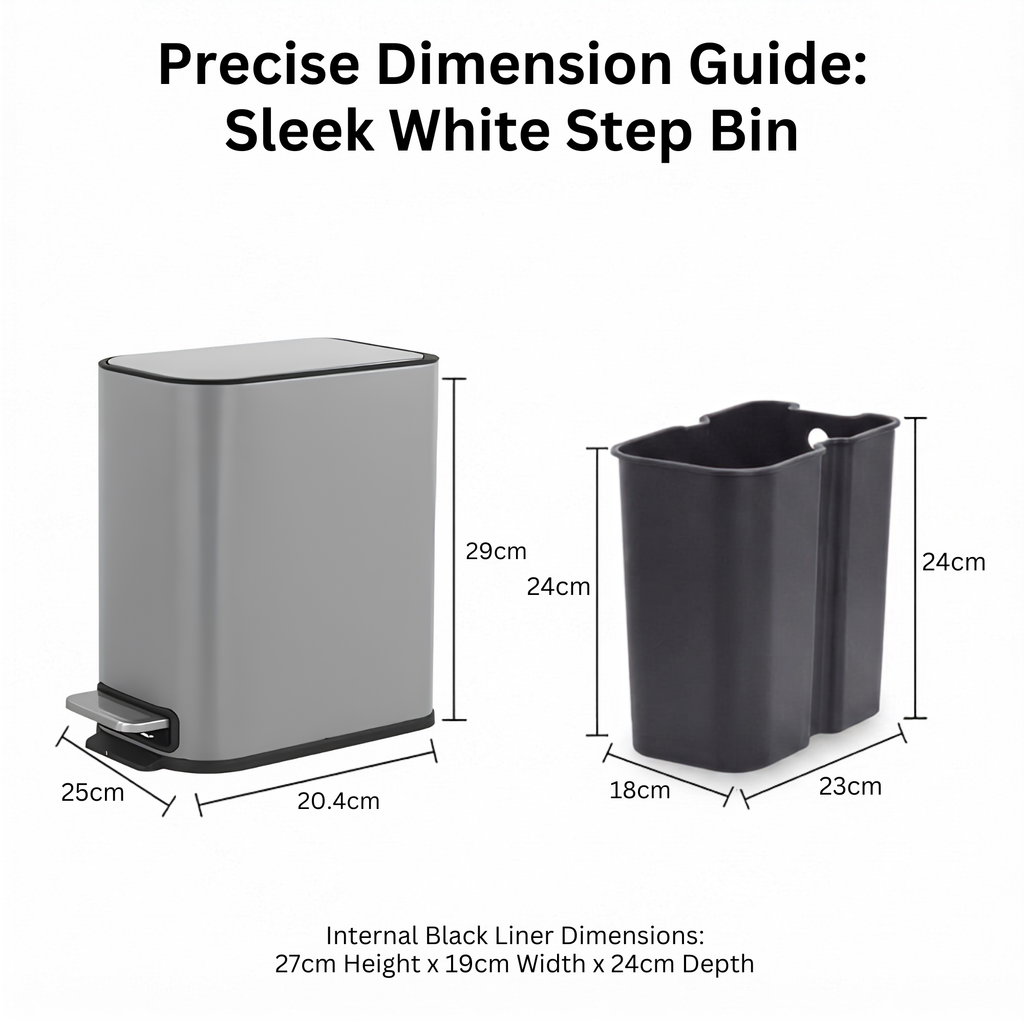 Slim Design Powder Coated Soft Close Pedal Bin, Plastic Inner bucket, ABS lid (Grey, 5L)