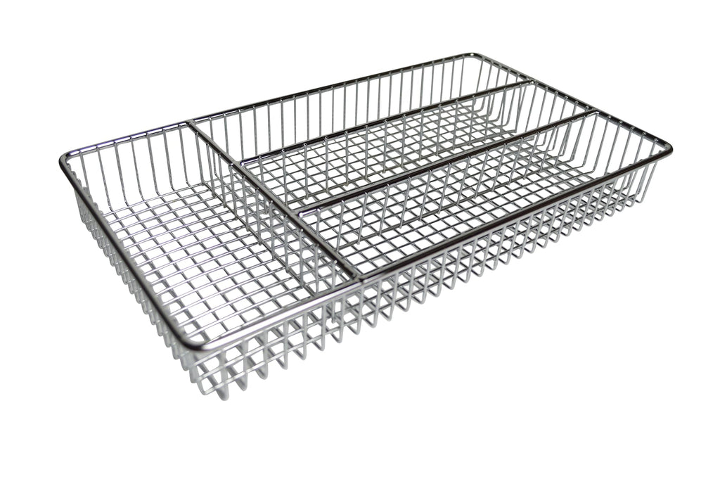 FurnitureXtra Deluxe Stainless Steel Cutlery Tray – Chrome, 32×18.5×4 cm | Organiser for Kitchen Drawers