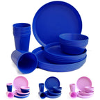 Fingey 16-Piece Plastic Dinnerware Set – Lightweight, Reusable, Microwave & Dishwasher Safe (Service for 4)