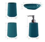 Fingey 4-Piece Modern Bathroom Accessory Set – Soap Dish, Toothbrush Holder, Soap Dispenser & Rinse Cup (White)