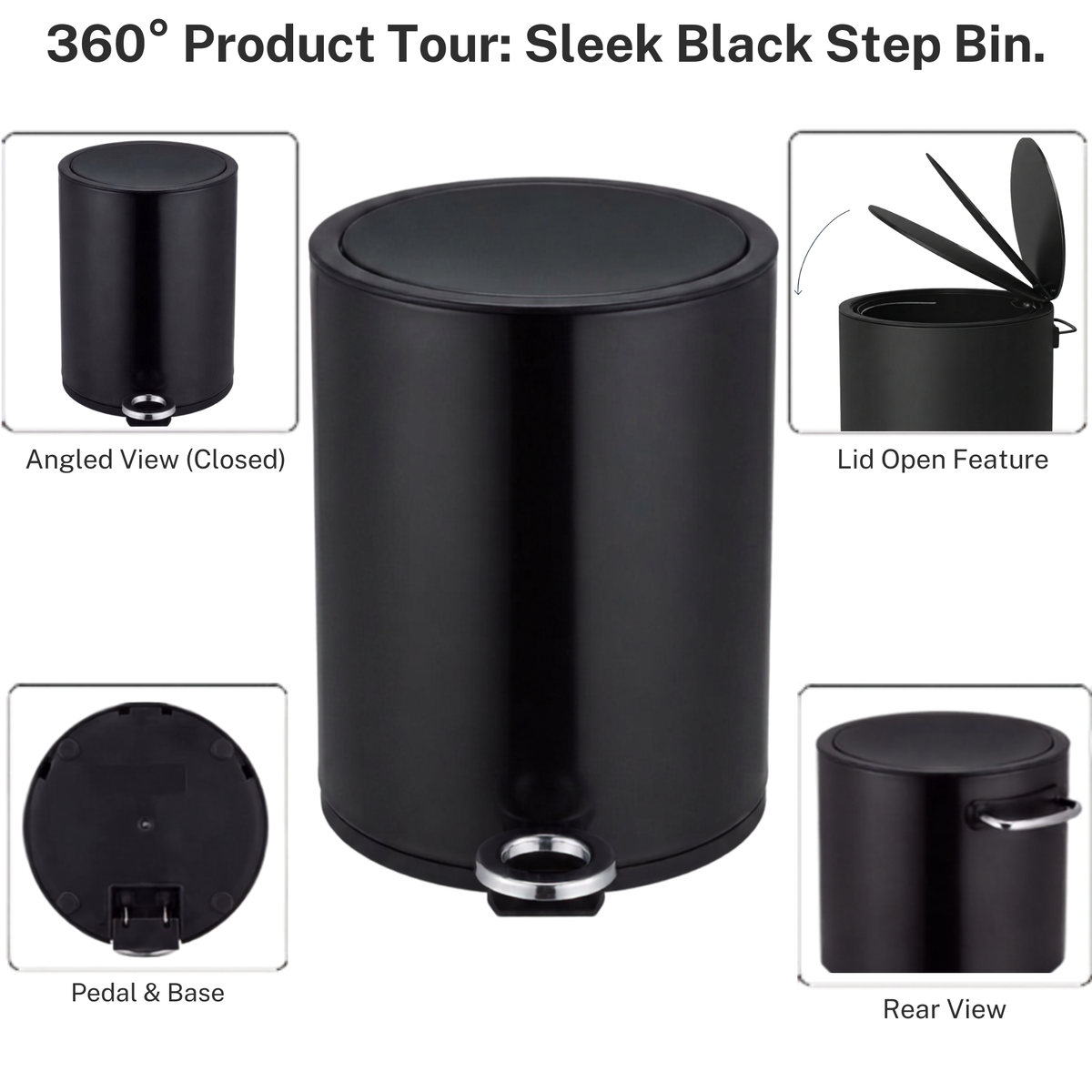 Modern Style Powder Coated Soft Close Pedal Bin, Plastic Inner bucket, ABS lid Shinny Finish