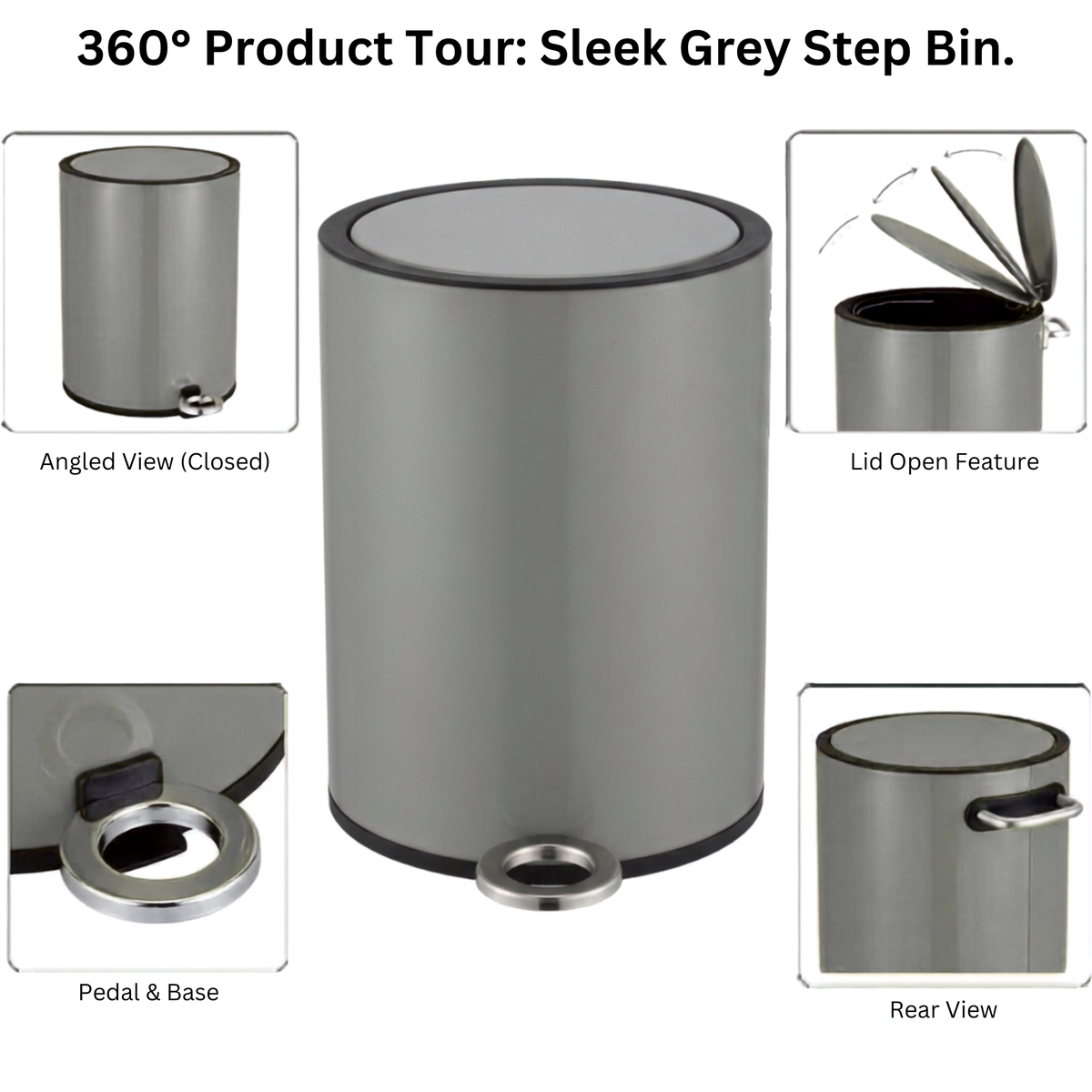 Modern Style Powder Coated Soft Close Pedal Bin, Plastic Inner bucket, ABS lid