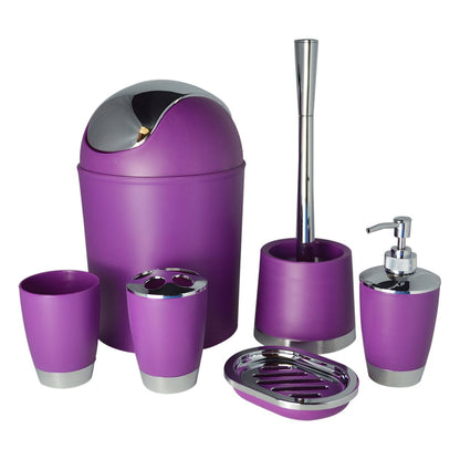 Modern Design 6 Piece Bathroom Accessory Set, Toilet Brush, Waste Bin, Soap Dish, Tooth Brush Holder Soap Dispenser, Rinse Cup