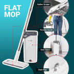 FurnitureXtra Twin-Chamber Mop & Bucket Set – Microfibre Flat Mop with Stainless Steel Handle for Wet & Dry Cleaning (All Floors)