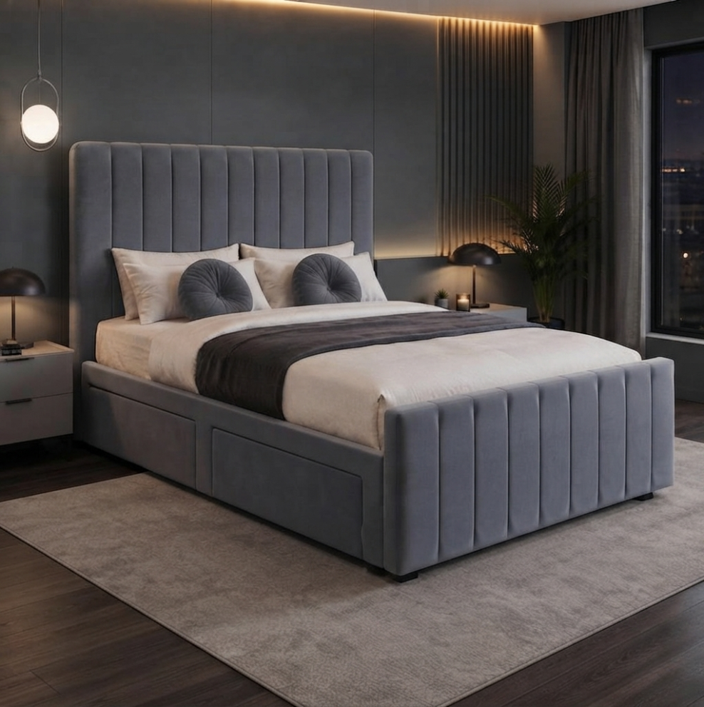 Lillian Bed  with 2 x Bottom End Drawers & Orthopadic Mattress