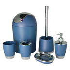 Modern 6-Piece Bathroom Accessory Set – Toilet Brush, Waste Bin, Soap Dish, Toothbrush Holder, Soap Dispenser & Rinse Cup
