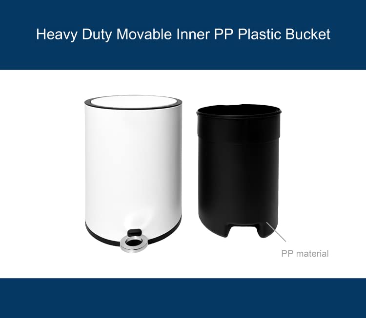 FurnitureXtra™ Modern Style Powder Coated Soft Close Pedal Bin, Plastic Inner bucket, ABS lid