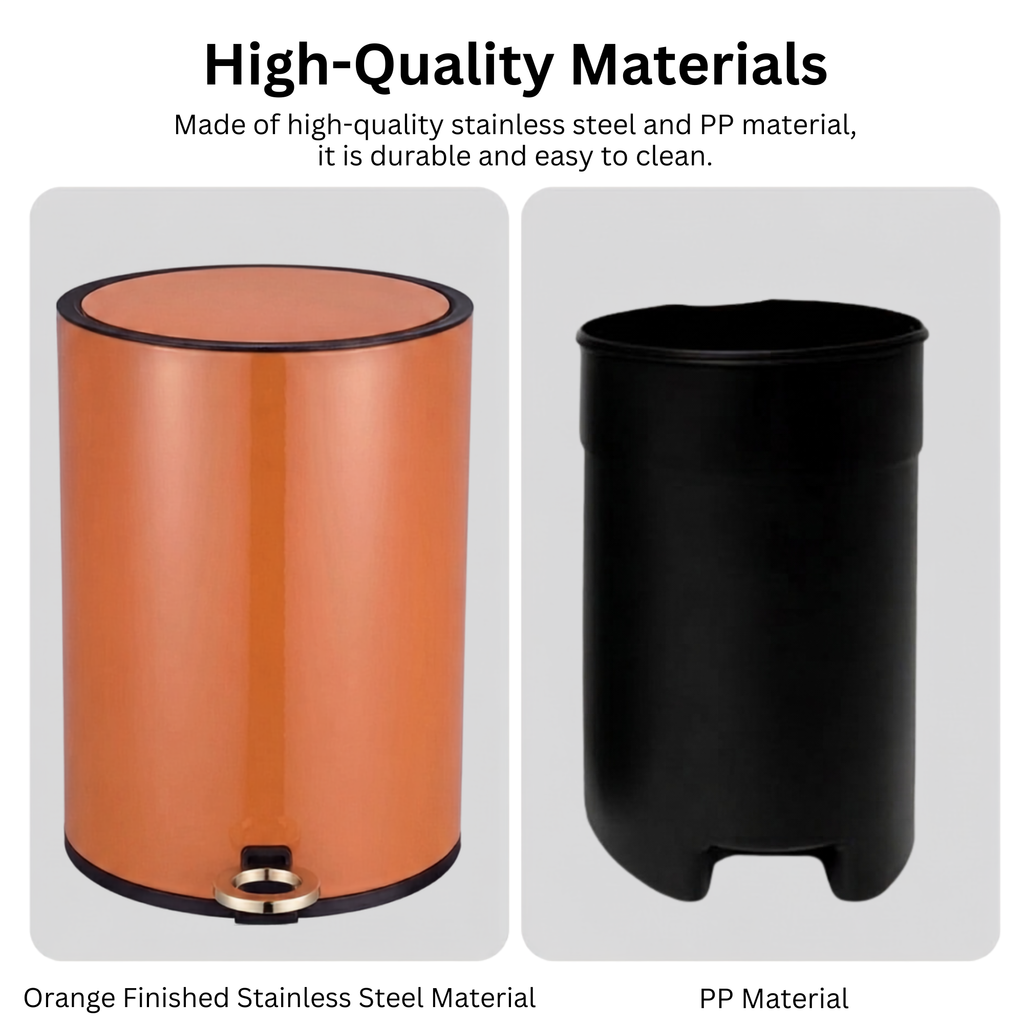 Modern Style Powder Coated Soft Close Pedal Bin, Plastic Inner bucket, ABS lid