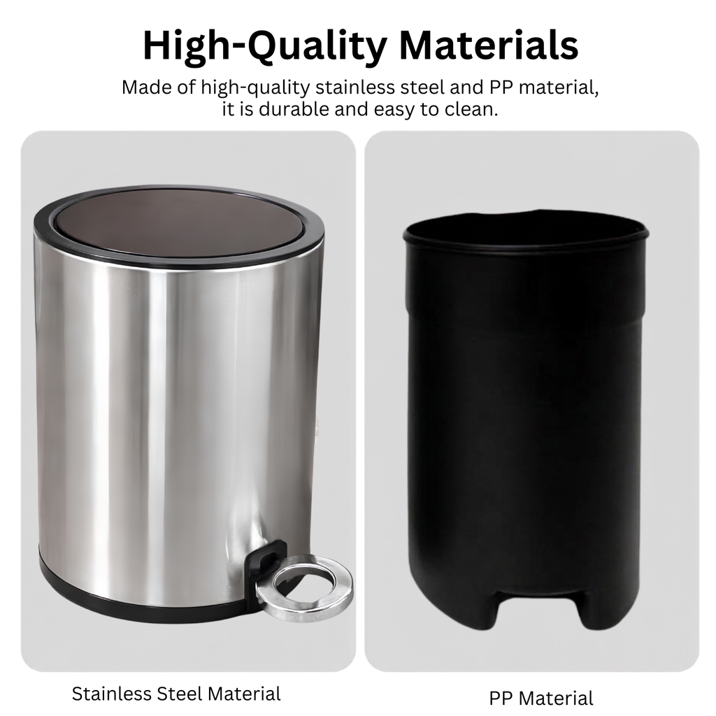 Modern Style Powder Coated Soft Close Pedal Bin, Plastic Inner bucket, ABS lid