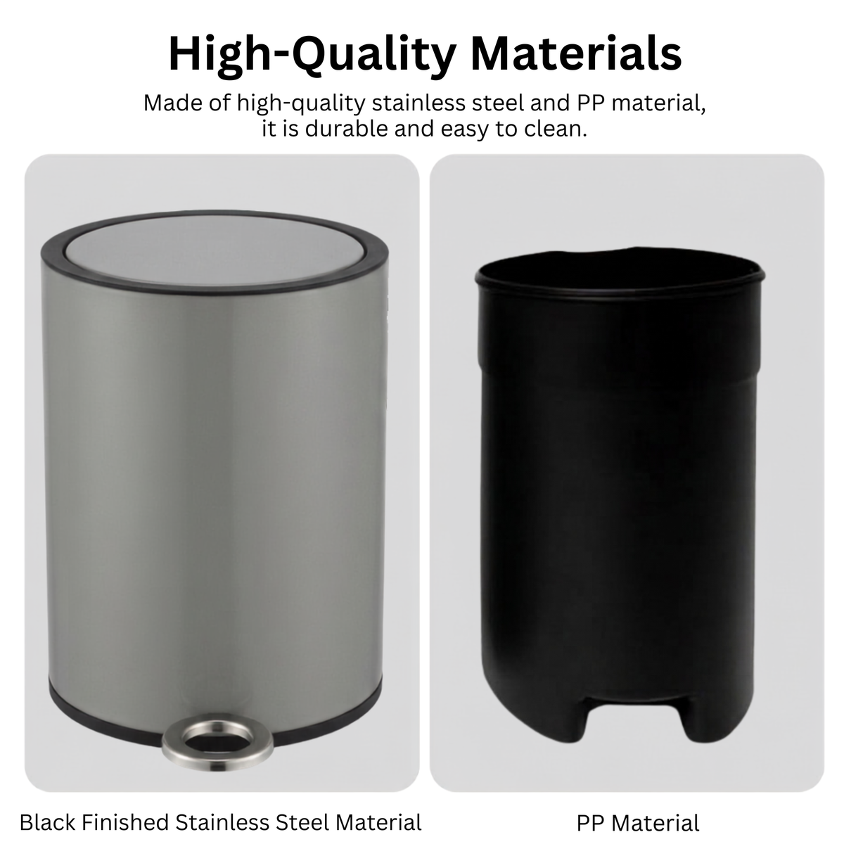 Modern Style Powder Coated Soft Close Pedal Bin, Plastic Inner bucket, ABS lid