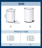 Space-Saving Pedal Bin with Inner Bucket & Carry Handle – 3L 5L 6L Kitchen/Bathroom