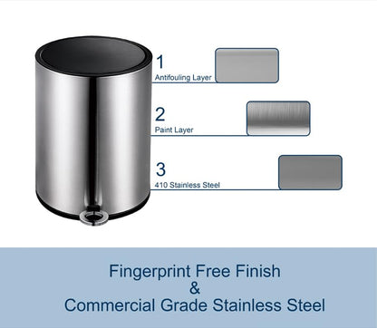 FurnitureXtra™ Modern Style Powder Coated Soft Close Pedal Bin, Plastic Inner bucket, ABS lid