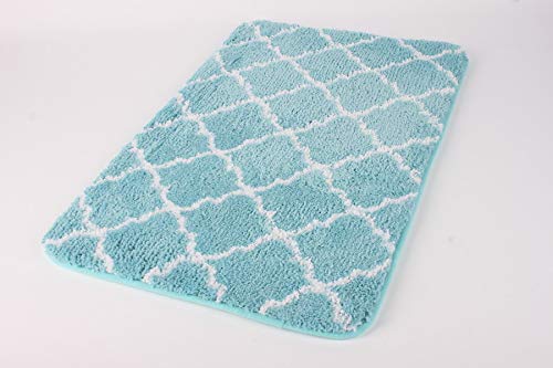 FurnitureXtra Microfiber Anti slip Rubber Backed Bath Mat - 45 x 75cm (Aqua Cross)