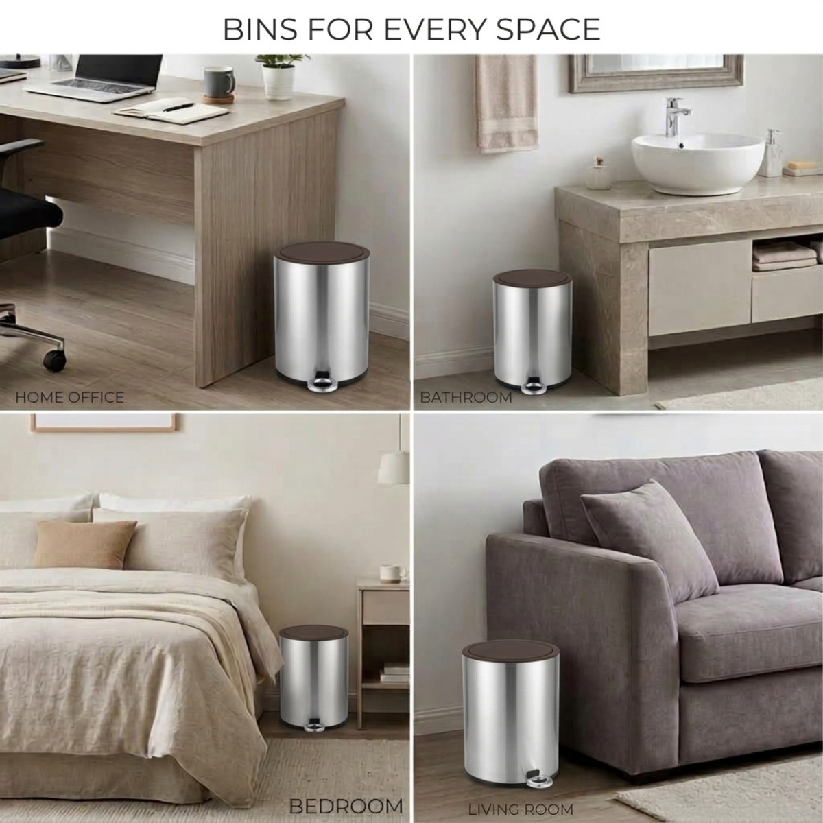 Modern Style Powder Coated Soft Close Pedal Bin, Plastic Inner bucket, ABS lid