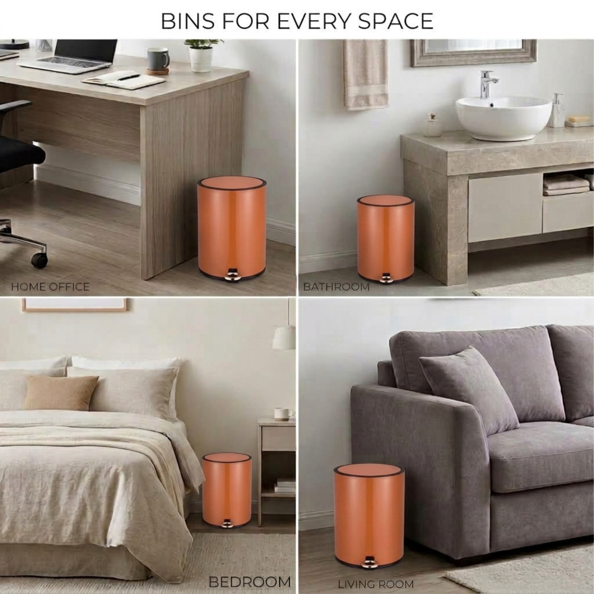 Modern Style Powder Coated Soft Close Pedal Bin, Plastic Inner bucket, ABS lid