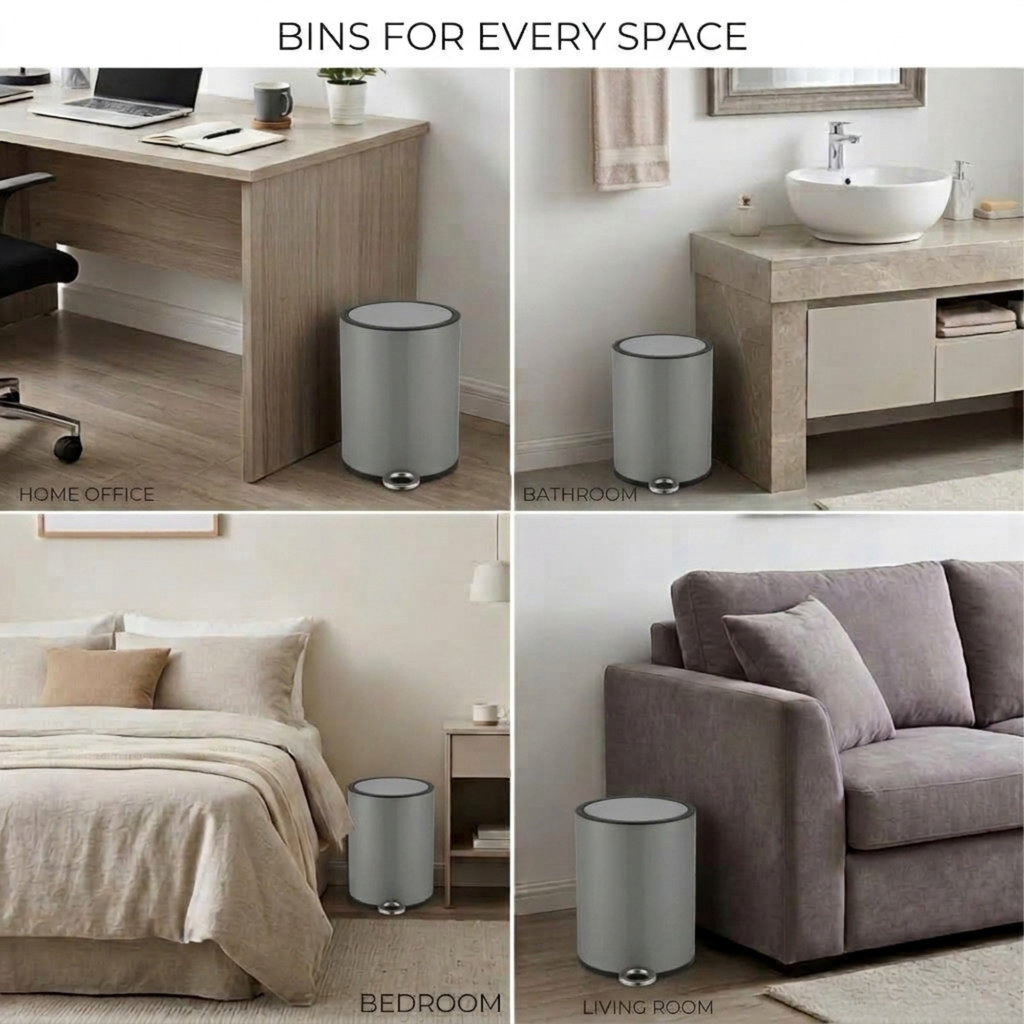 Modern Style Powder Coated Soft Close Pedal Bin, Plastic Inner bucket, ABS lid