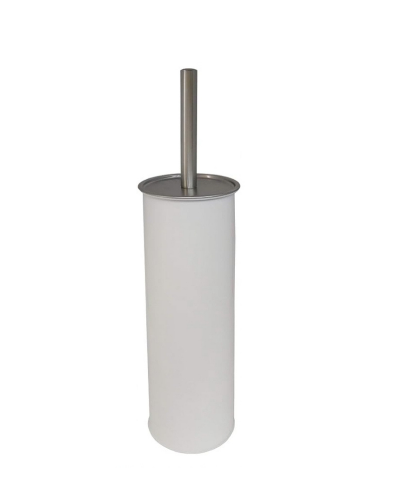 Classic Style Powder Coated Epoxy Steel Toilet Brush Holder (White)