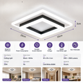 Fingey Modern Square LED Ceiling Light, Black & White Acrylic Flush Mount Light, 6500K Cool White, 220V, Non-Dimmable, 20cm 24W or 30cm 30W