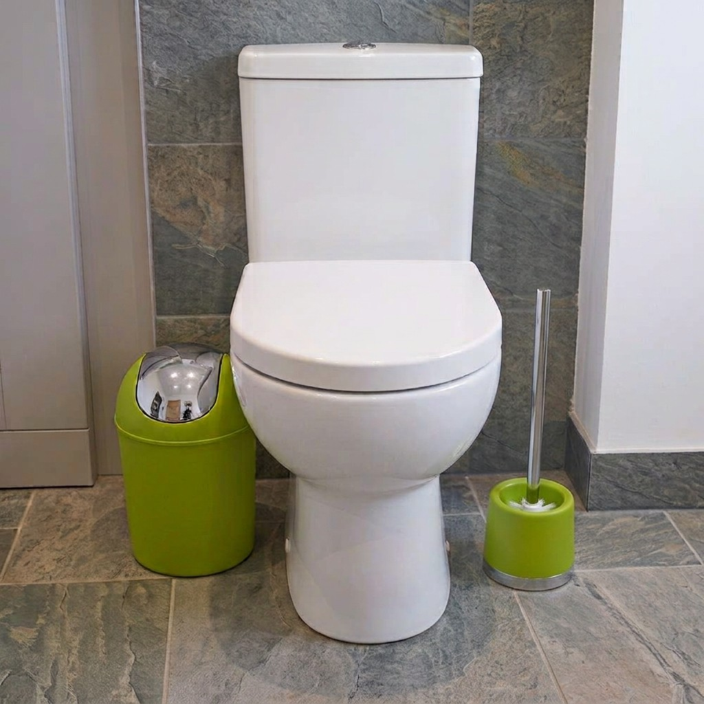 Bathlux Modern Design 6 Piece Bathroom Accessory Set, Toilet Brush, Waste Bin, Soap Dish, Tooth Brush Holder Soap Dispenser, Rinse Cup (Green)