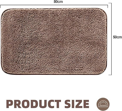 Microfiber Anti slip Rubber Backed Bath Mat - 50 x 80cm (Brown)