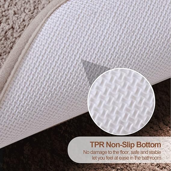 Microfiber Anti slip Rubber Backed Bath Mat - 50 x 80cm (Brown)
