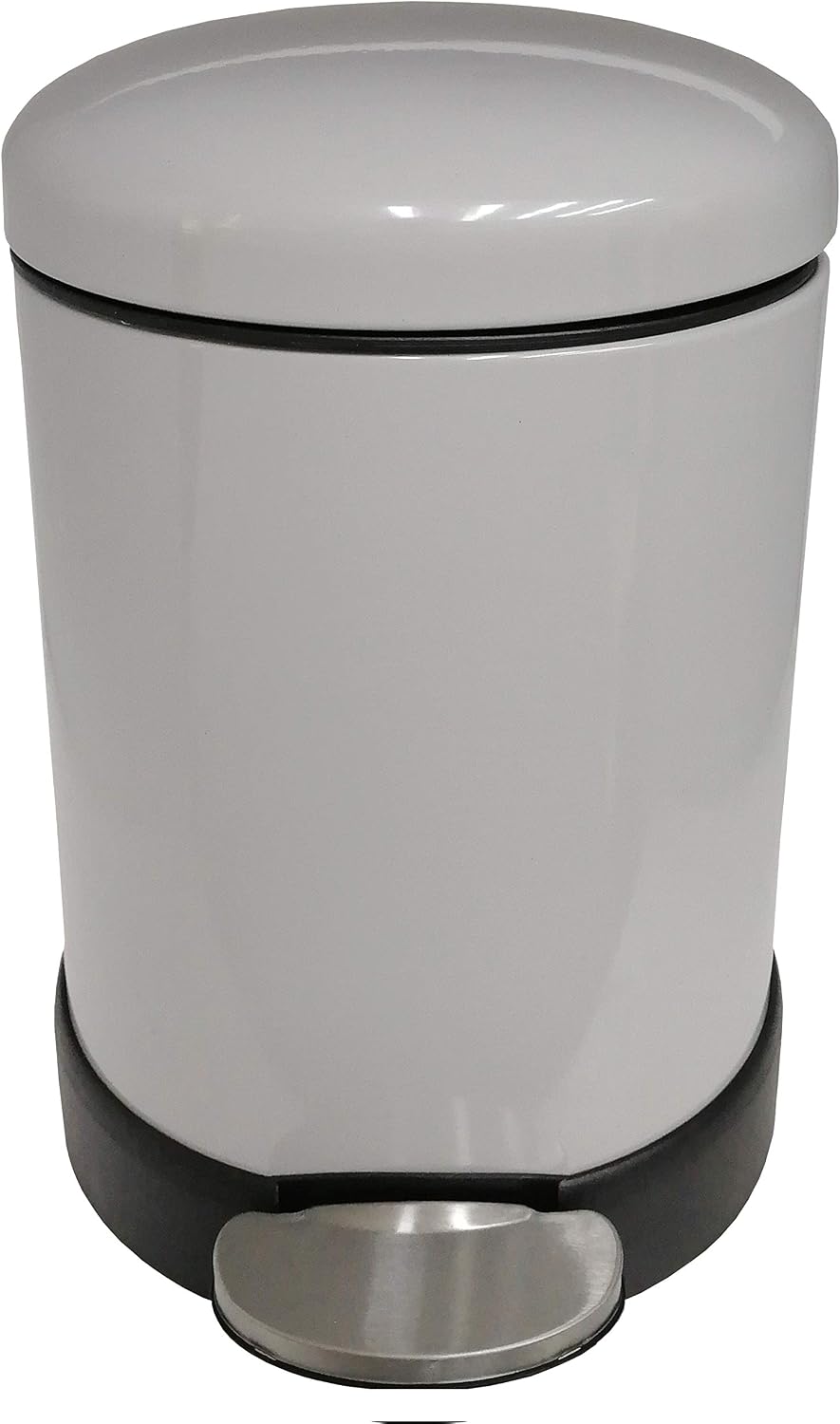 Classic Style Powder Coated Soft Close Pedal Bin, Plastic Inner bucket, Metal Lid, 3L (Grey)