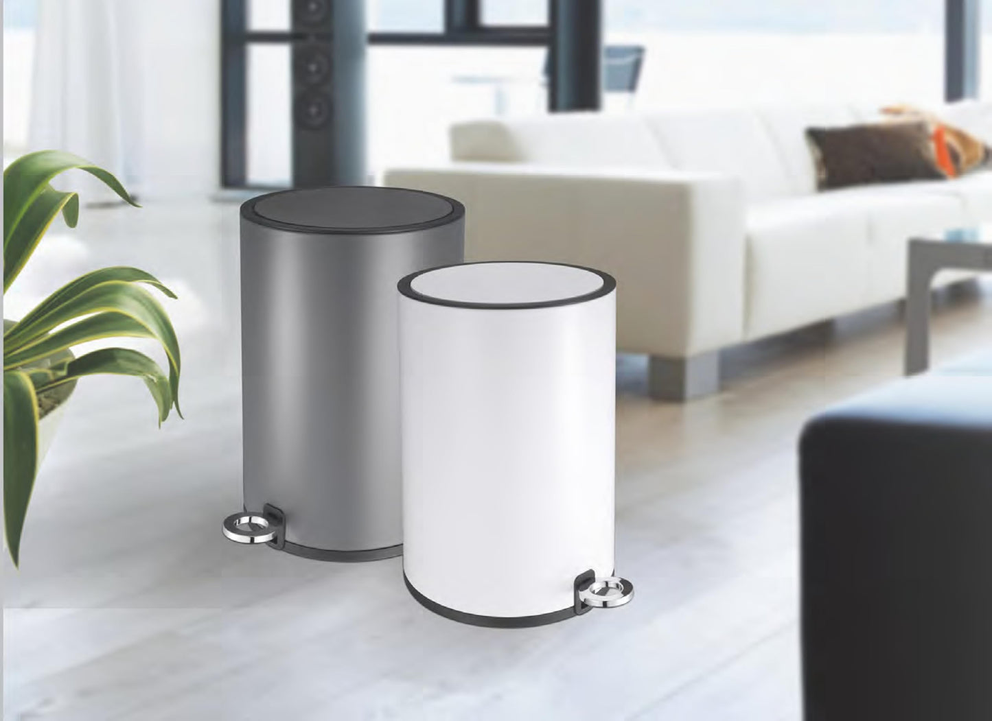 FurnitureXtra™ Modern Style Powder Coated Soft Close Pedal Bin, Plastic Inner bucket, ABS lid
