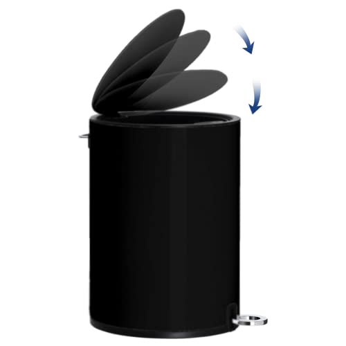 FurnitureXtra™ Modern Style Powder Coated Soft Close Pedal Bin, Plastic Inner bucket, ABS lid