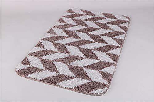 FurnitureXtra Microfiber Anti slip Rubber Backed Bath Mat - 45 x 75cm (Brown Check)