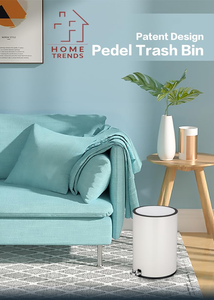 FurnitureXtra™ Modern Style Powder Coated Soft Close Pedal Bin, Plastic Inner bucket, ABS lid