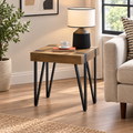 Troy 50cm Square Side Table – Rustic Wood Effect with Black Metal Legs